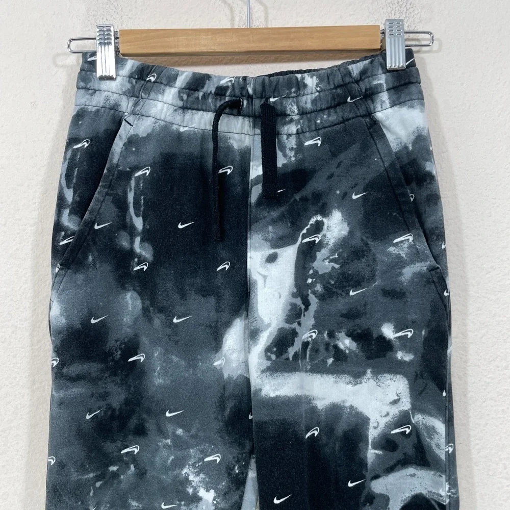 NIKE Boys Sweatpants Size Large All Over Print Gray‎ Space Dye Drawstring Waist